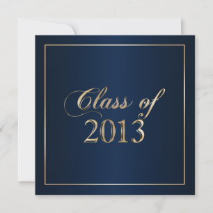 Elegant Blue and Gold Class of 2013 Invitation
