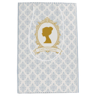 Elegant Blue and Gold Damask Bridal Shower Medium Gift Bag