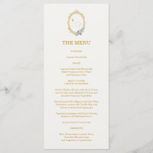 Elegant Blue and Gold Damask Bridal Shower Menu