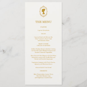 Elegant Blue and Gold Damask Bridal Shower Menu