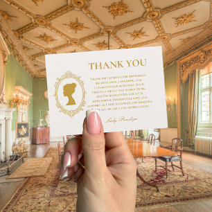 Elegant Blue and Gold Damask Bridal Shower Thank You Card