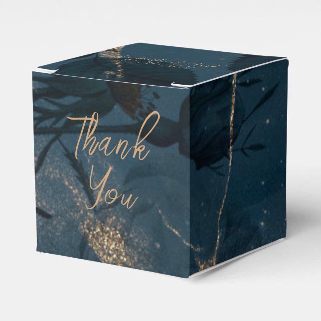 Elegant Blue and Gold Favour Box (Front Side)