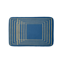 Elegant blue and gold frames Bath Mat