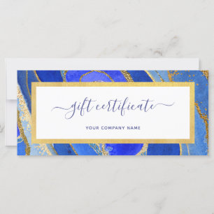 Elegant Blue and Gold Geode   Gift Certificate
