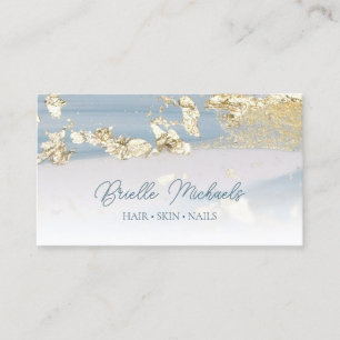 Elegant Blue and Gold Gilded Glitter Beauty Salon Business Card