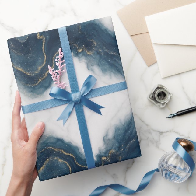 Elegant Blue and Gold Marble Luxury Wrapping Paper (Gifting)