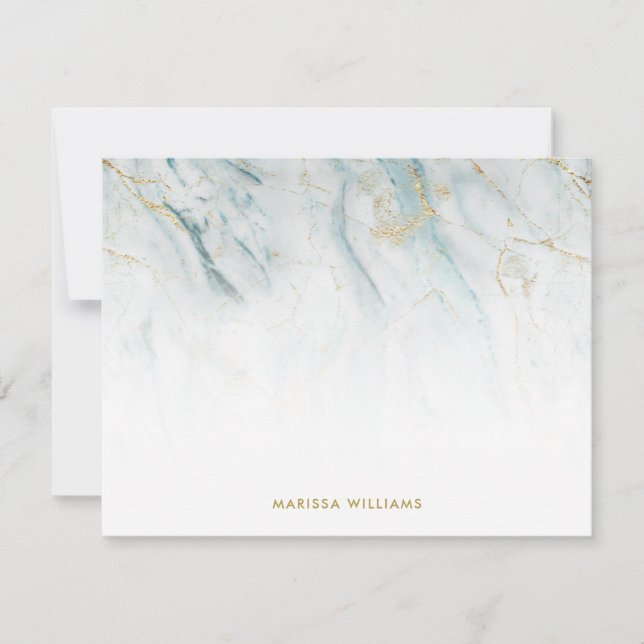 Elegant Blue and Gold Marble Texture Card (Front)