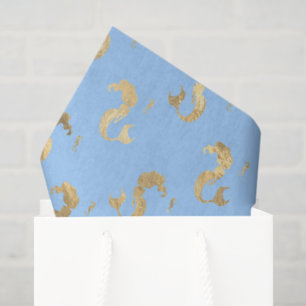 Elegant Blue and Gold Nautical & Vintage Patterns Tissue Paper