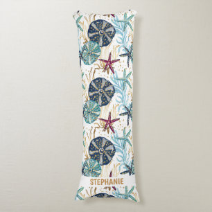 Elegant Blue and Gold Ocean Treasures Pattern Body Cushion