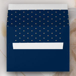 Elegant Blue and Gold Polka Dots Envelope