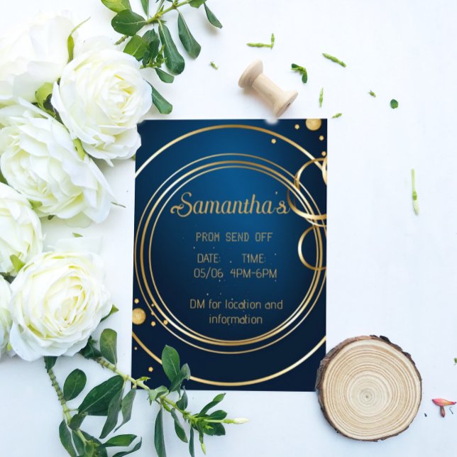 Elegant Blue and Gold Prom Invitation Flyer (Creator Uploaded)