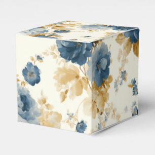 Elegant Blue and Gold Rose Favour Box
