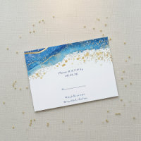 Elegant Blue and Gold splatter RSVP response