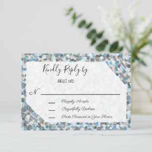 Elegant Blue and Grey Abstract Stone Response Card