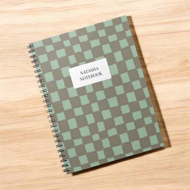 Elegant Blue and Grey Chequerboard Pattern  Notebook (Creator Uploaded)