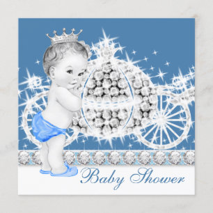 Elegant Blue and Grey Prince Baby Shower Invitation