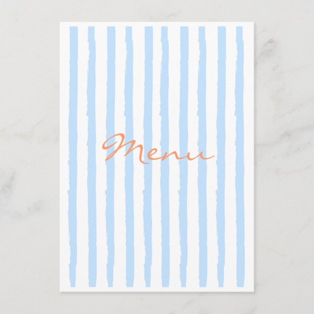 Elegant blue and orange Menu (Front)