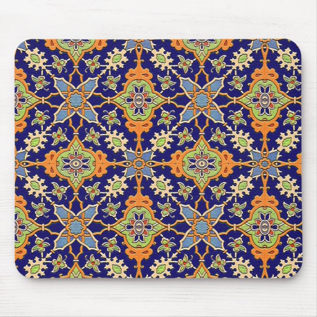 Elegant Blue and Orange Mousepad (Front)