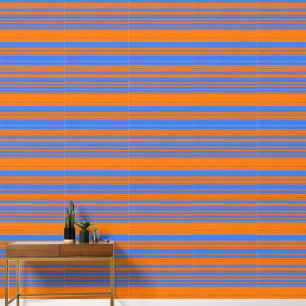 Elegant Blue and Orange stripes Wallpaper