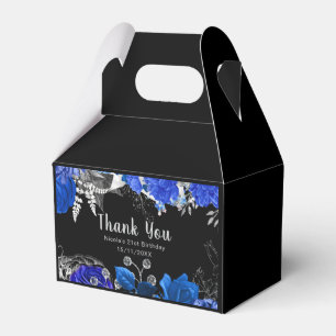 Elegant Blue and Silver Flowers Birthday Party Favour Box