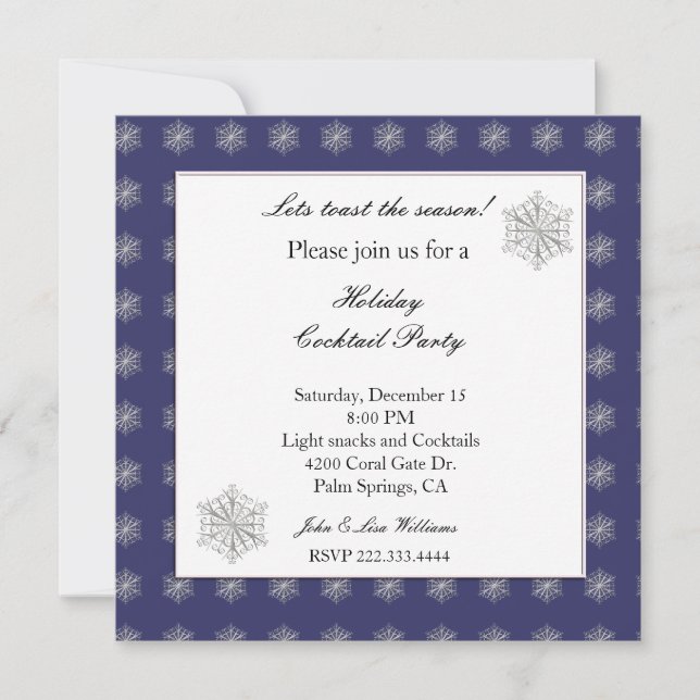Elegant Blue and Silver Winter Invitation (Front)
