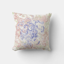 Elegant Blue and Soft Peach Marble Swirl Abstract