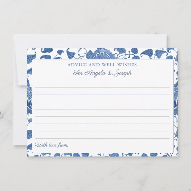 Elegant Blue And White Advice And Well Wishes Card (Front)