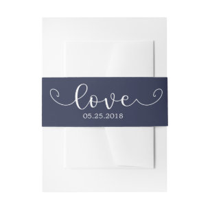 Elegant Blue and White Belly Band Invitation Belly Band
