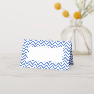 Elegant Blue and White Chevron Wedding Table Place Card