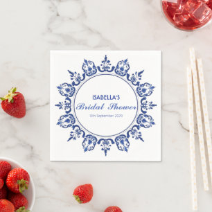Elegant blue and white Chinoiserie antique Pattern Napkin
