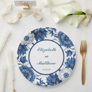 Elegant blue and white Chinoiserie antique Wedding Paper Plate
