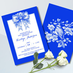 Elegant Blue and White Chinoiserie Bridal Shower Invitation