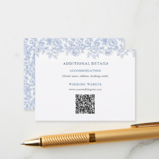 Elegant Blue and White Chinoiserie Floral Detail Enclosure Card