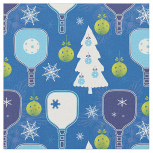 Elegant blue and white Christmas pickleball Fabric