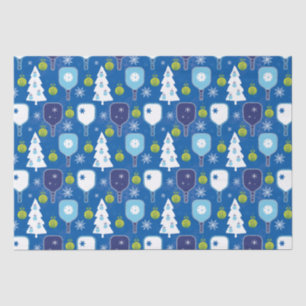 Elegant blue and white Christmas pickleball Tissue Paper