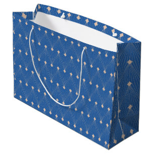 Elegant Blue and White Christmas tree  Large Gift Bag