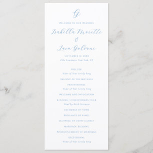 Elegant Blue and White Coastal Chic Wedding Programme