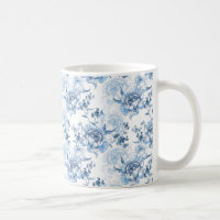 Elegant Blue and White Engraved Peonies