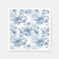 Elegant Blue and White Engraved Peonies