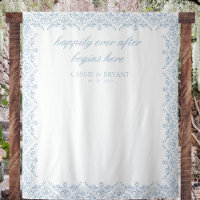 Elegant Blue and White Fairytale Wedding Backdrop