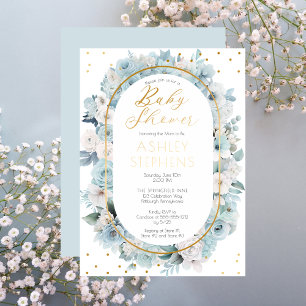 Elegant Blue and White Floral Boy Baby Shower