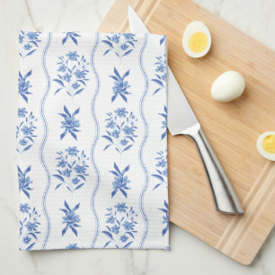Elegant Blue and White Floral Kitchen Towel