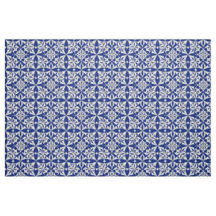 Elegant Blue and White Floral Pattern Fabric