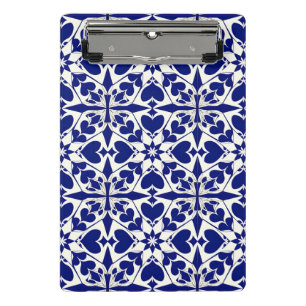 Elegant Blue and White Floral Pattern Mini Clipboard