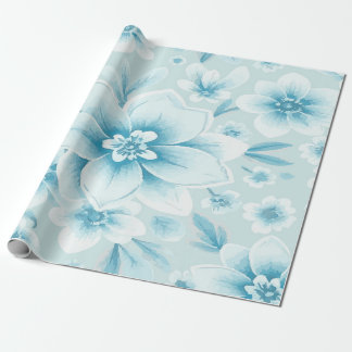 Elegant Blue and White Floral Pattern Wrapping Paper
