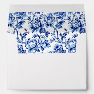Elegant Blue and White Floral Toile Wedding Envelope