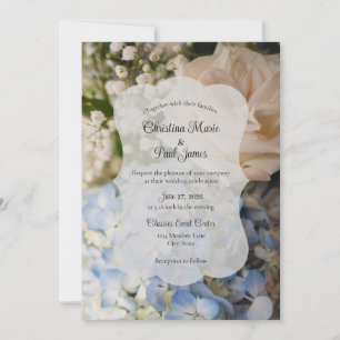 Elegant Blue and white Floral Wedding Invitation