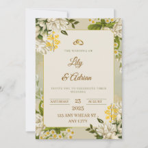 Elegant Blue and White Floral Wedding Invitation T