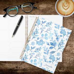 Elegant Blue and White Foliage Planner