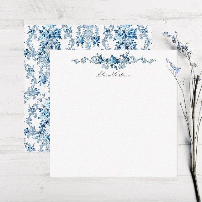 Elegant Blue and White French Rococo Floral Card (Creator Uploaded)